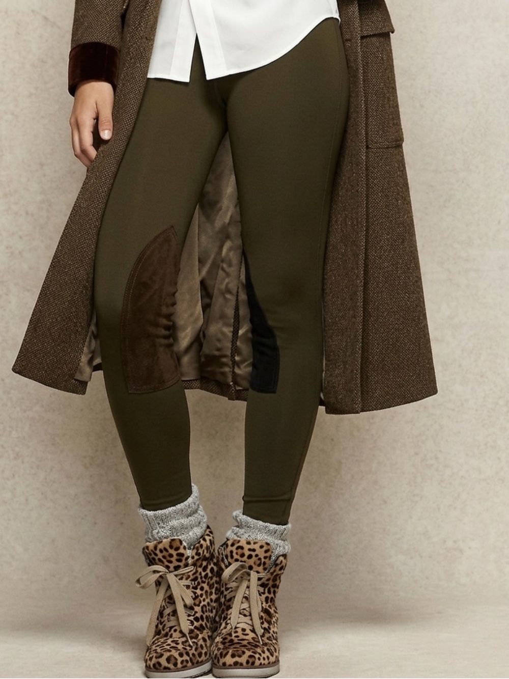 Ralph Lauren Rugby Jodhpur Riding Leggings Suede Patch Olive  Equestrian Large